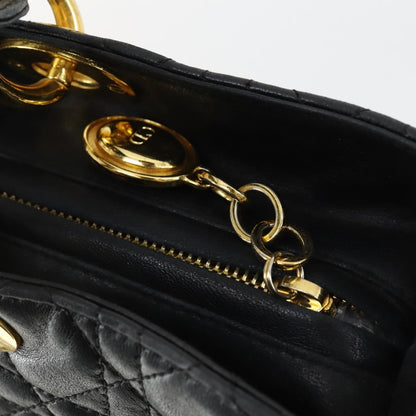 Christian Dior Vintage Lady Dior Bag Cannage Quilt Lambskin, BLACK, LEATHER, Handbag