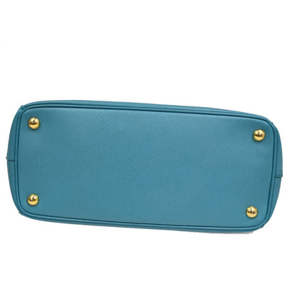 Prada Double Zip Lux Tote Saffiano Leather, BLUE, LEATHER, Tote bag