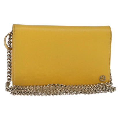 Gucci Betty Chain Wallet Leather, YELLOW, LEATHER, Clutche & pouche