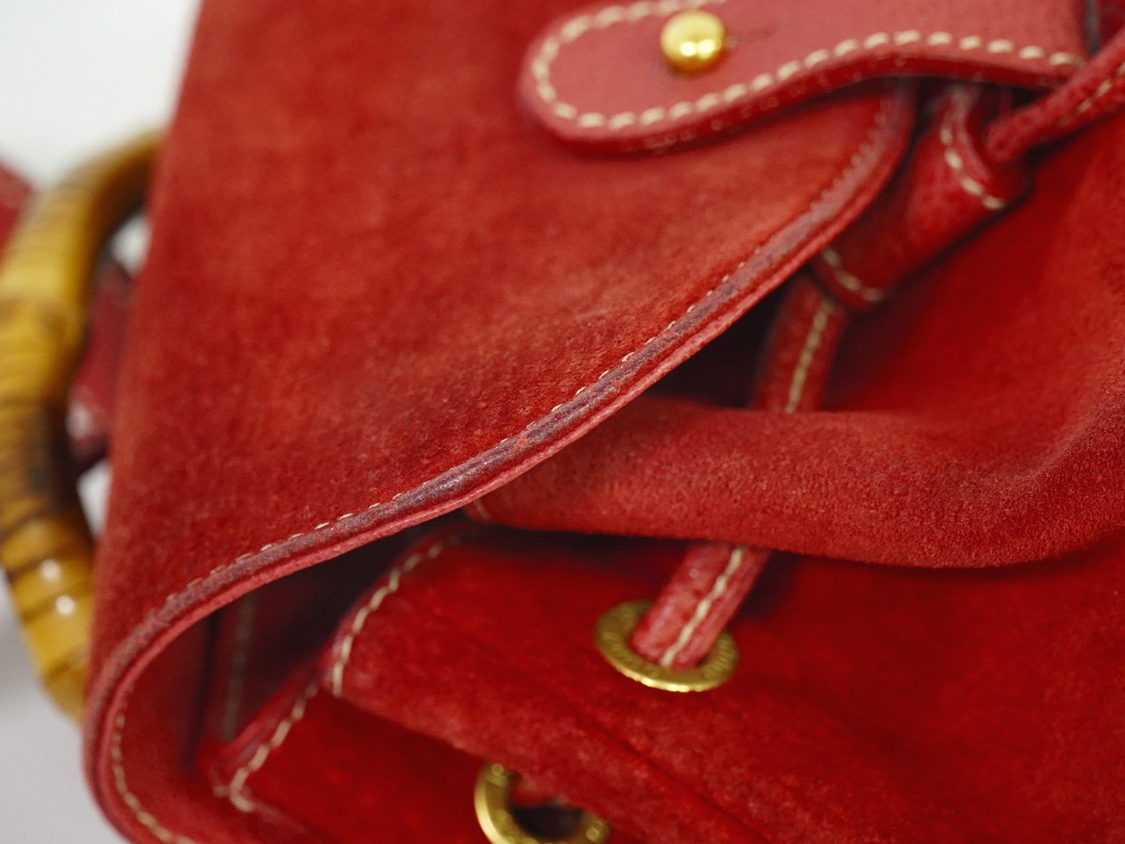 Gucci Gucci bamboo backpack daim, RED, SUEDE, Backpack