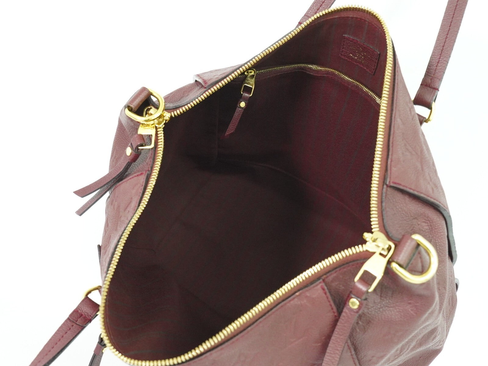 Louis Vuitton Lumineuse Handbag Monogram Empreinte Leather, BURGUNDY, LEATHER, Handbag