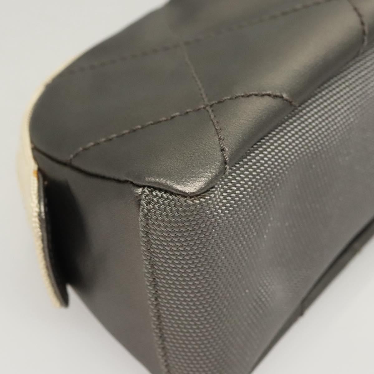 Chanel Biarritz Cosmetic Pouch Quilted Coated Canvas, GRAY, PVC, Clutche & pouche