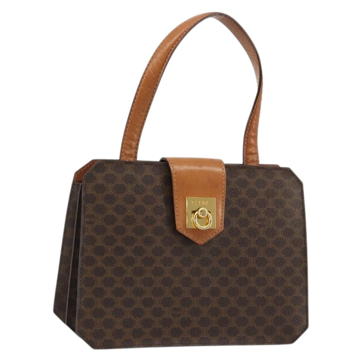 Celine Vintage Macadam Handbag Canvas, Brown, Canvas, Handbag