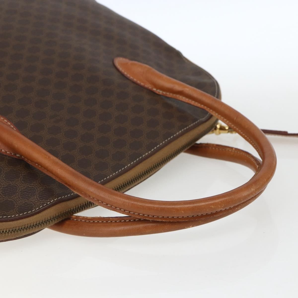 Celine Vintage Macadam Handbag Canvas and Leather, BROWN, CANVAS, Handbag