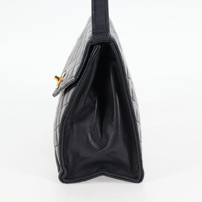 Chanel Vintage Envelope Flap Shoulder Bag Quilted Lambskin, BLACK, LACE, Shoulder bag