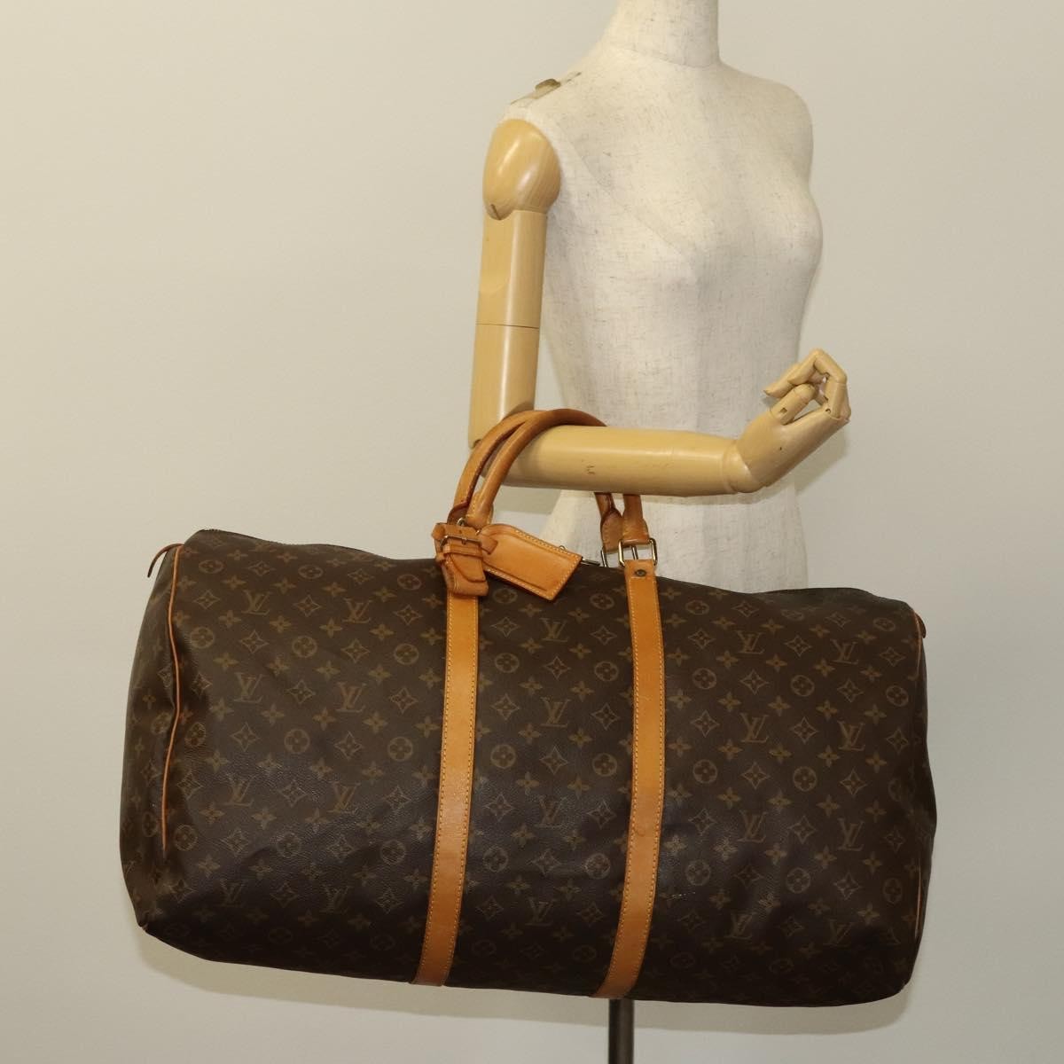 Louis Vuitton Keepall Bag Monogram Canvas, BROWN, CANVAS, Travel bag