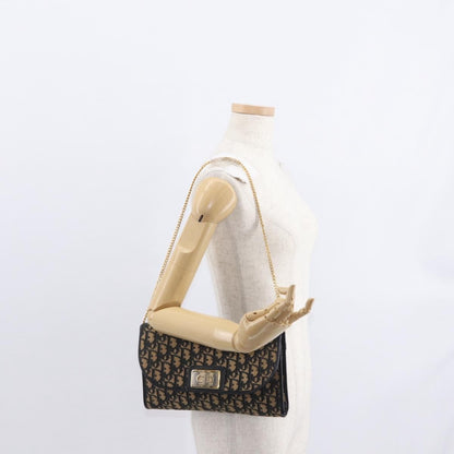 Christian Dior Vintage CD Chain Flap Shoulder Bag Diorissimo Canvas, NAVY, CANVAS, Shoulder bag