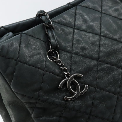 Chanel CC Charm Tote Quilted Iridescent Calfskin, GREEN, LEATHER, Tote bag