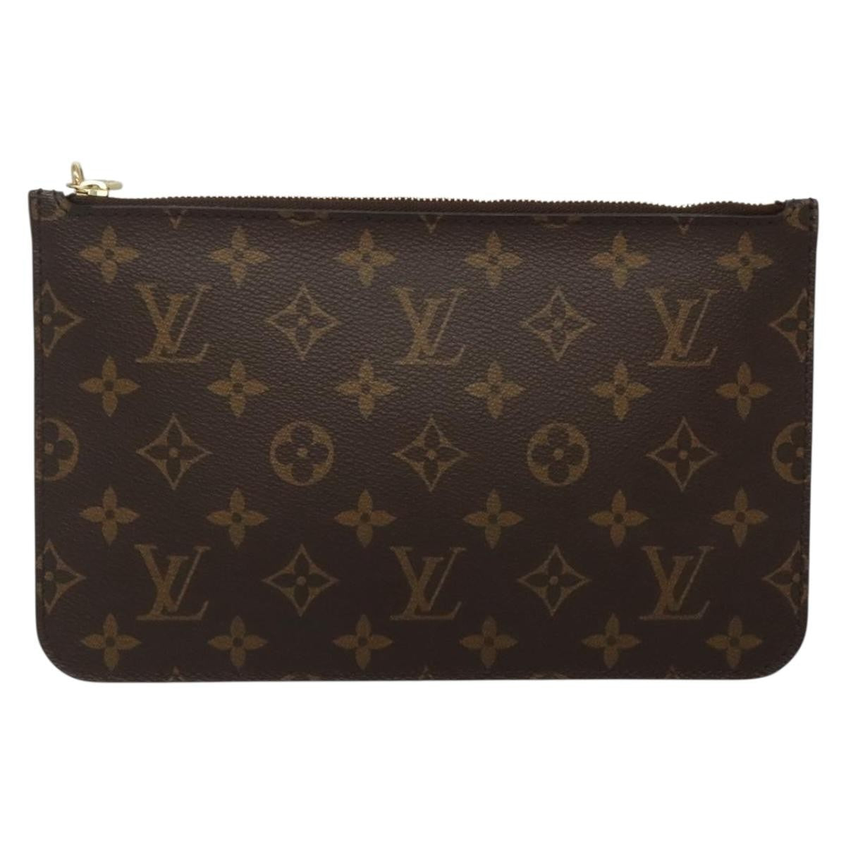 Louis Vuitton Neverfull Pochette Monogram Canvas, BROWN, CANVAS, Tote bag