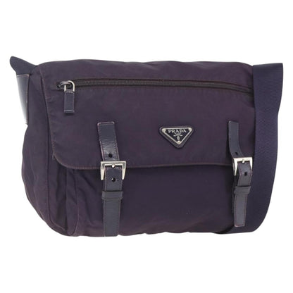 Prada Double Buckle Flap Messenger Bag Tessuto, PURPLE, NYLON, Shoulder bag