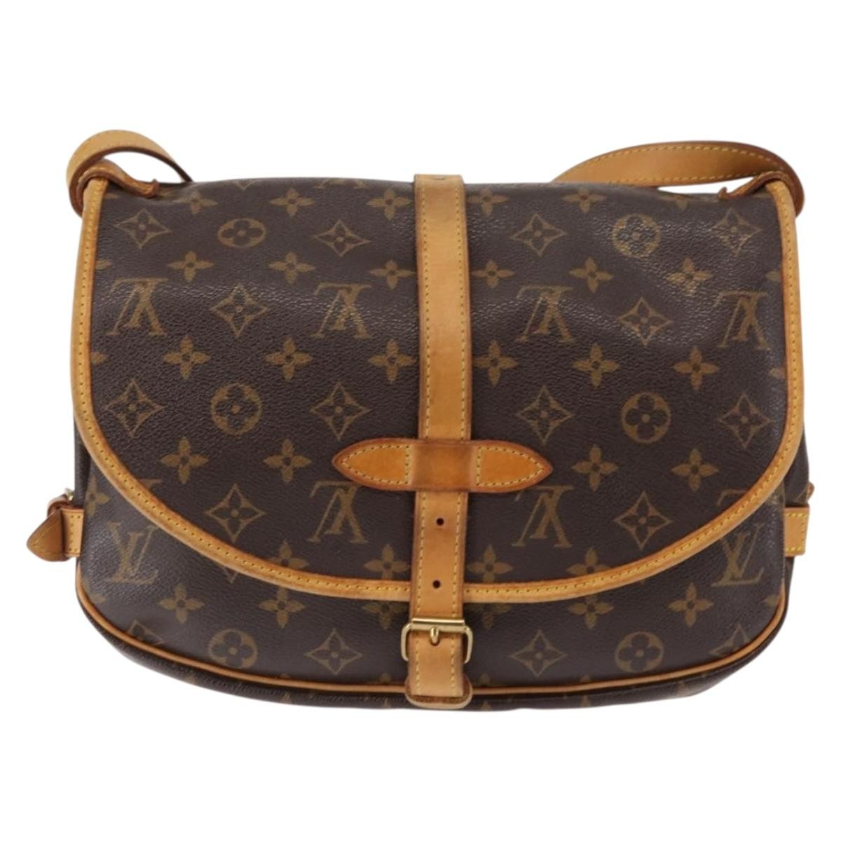 Louis Vuitton Saumur Handbag Monogram Canvas, BROWN, CANVAS, Shoulder bag