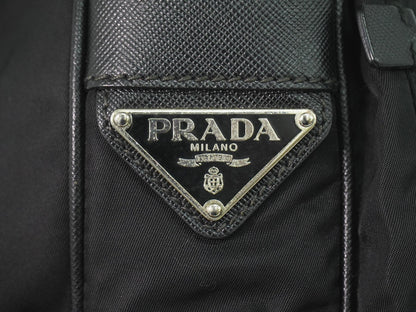 Prada Double Pocket Zip Messenger Tessuto, BLACK, NYLON, Shoulder bag