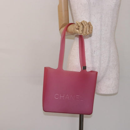 Chanel Logo Tote bag Rubber, PINK, RUBBER, Tote bag