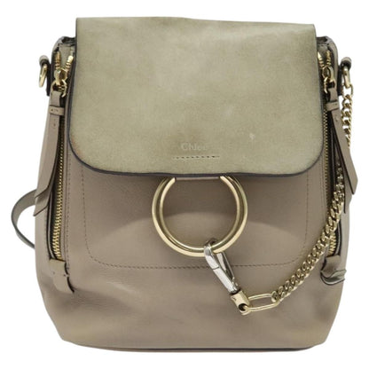 Chloe Faye Shoulder Bag Leather and Suede, GRAY, SUEDE, Shoulder bag