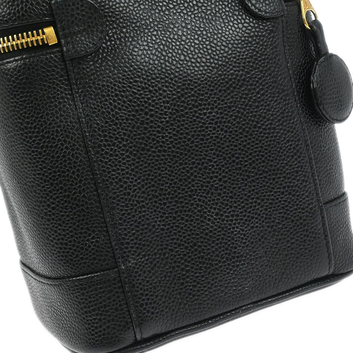 Chanel Vintage Timeless Cosmetic Case Caviar, BLACK, LEATHER, Handbag