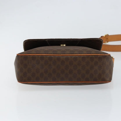Celine Vintage Macadam Circle Logo Shoulder Bag Canvas and Leather, BROWN, CANVAS, Shoulder bag