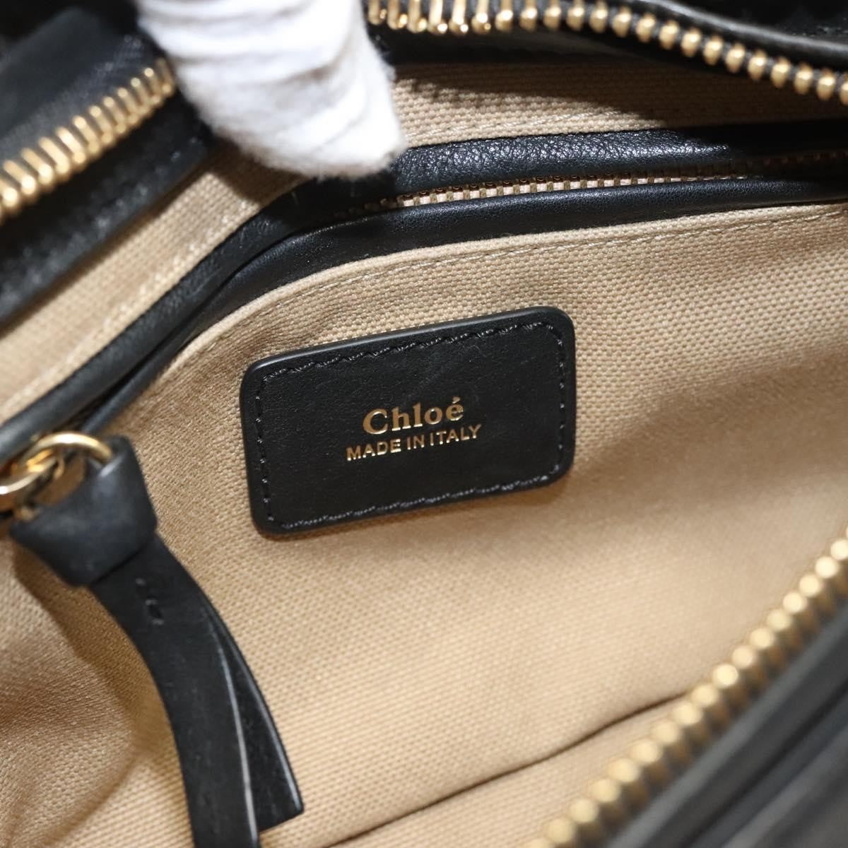 Chloe Goldie Shoulder Bag Leather, BLACK, LEATHER, Shoulder bag