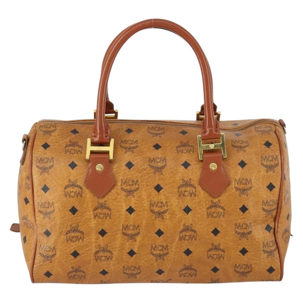 MCM Visetos logogramme Handbag Canvas and Leather, BROWN, CANVAS, Handbag