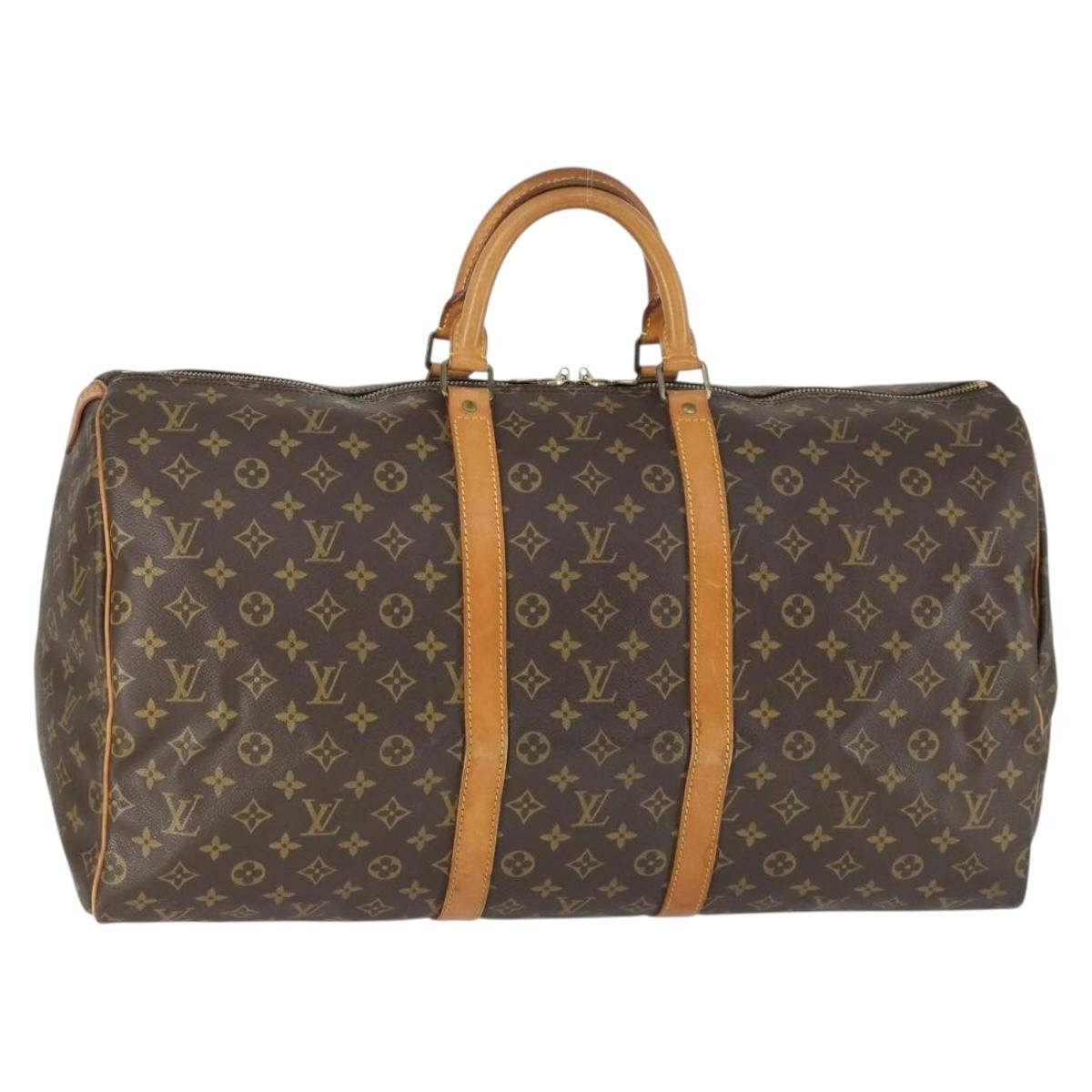 Louis Vuitton Keepall Bag Monogram Canvas, BROWN, CANVAS, Travel bag
