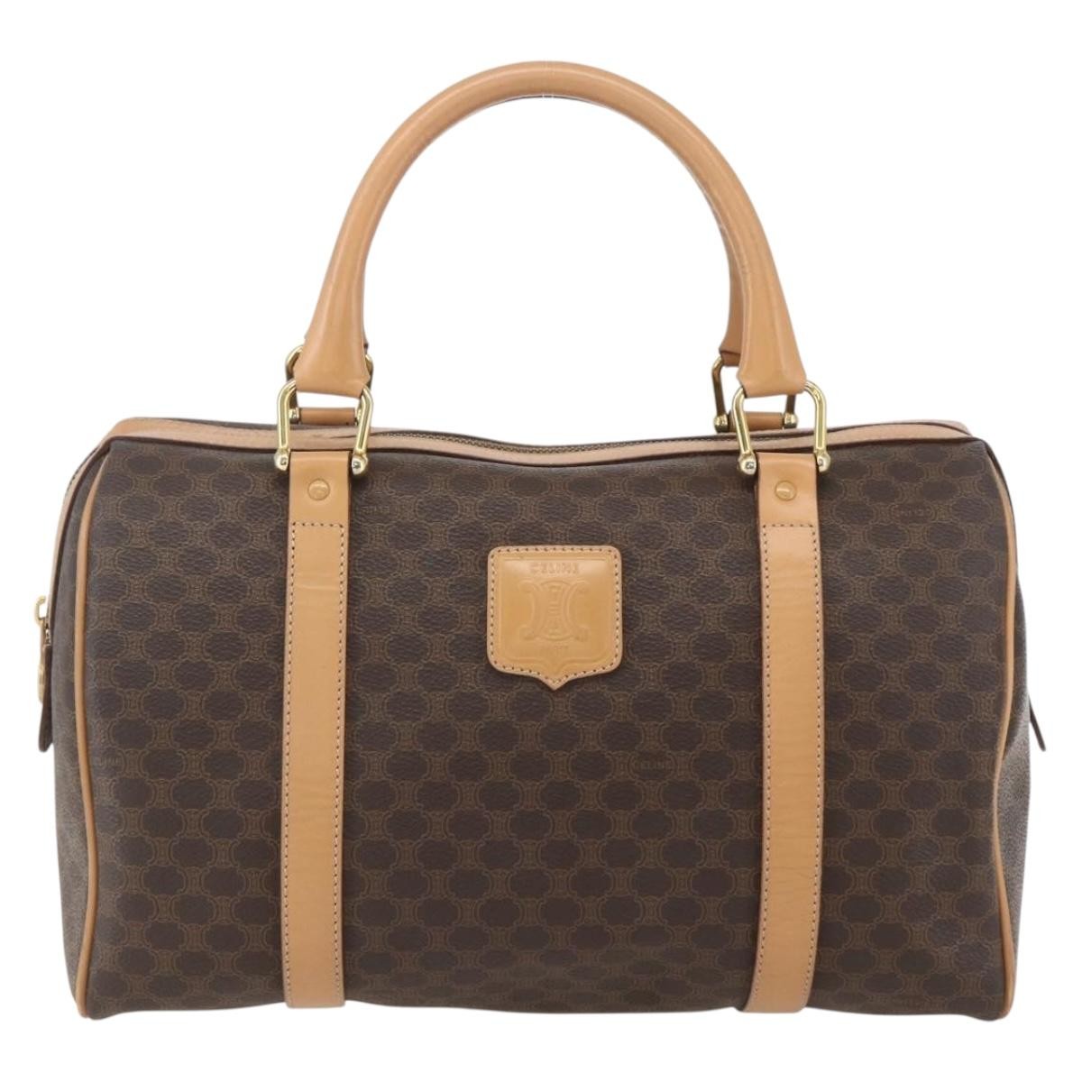 Celine Vintage Macadam Boston bag Canvas, BROWN, CANVAS, Travel bag