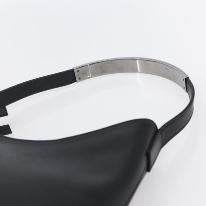 Gucci Metal Handle Hobo Leather, BLACK, LEATHER, Shoulder bag