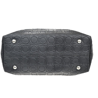 Salvatore Ferragamo Gancini Tote Gancini Canvas, Black, Canvas, Tote Bag
