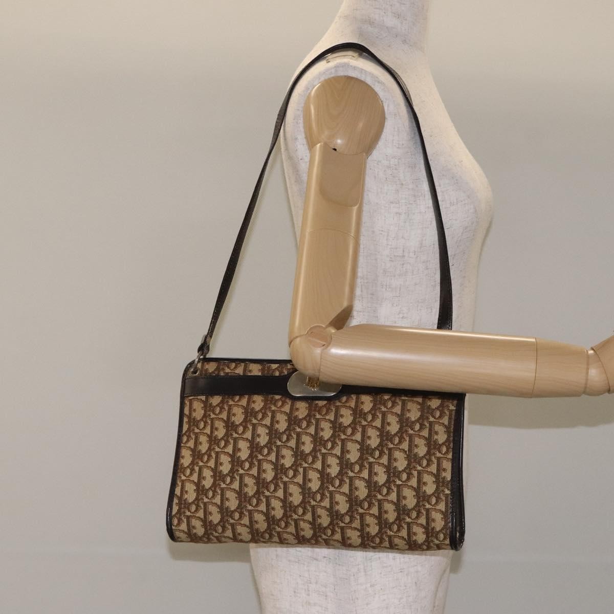 Christian Dior Vintage Trotter Shoulder Bag Canvas, BROWN, CANVAS, Shoulder bag