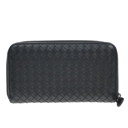 Bottega Veneta Intrecciato Long Zip  Wallet Leather, BLACK, LEATHER, Wallets