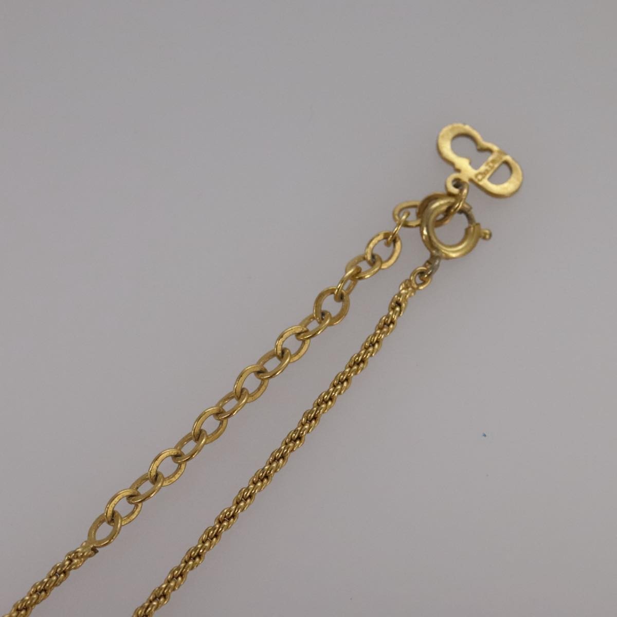 Christian Dior CD Pendant Necklace Metal and Crystals, GOLD, METAL, Necklace