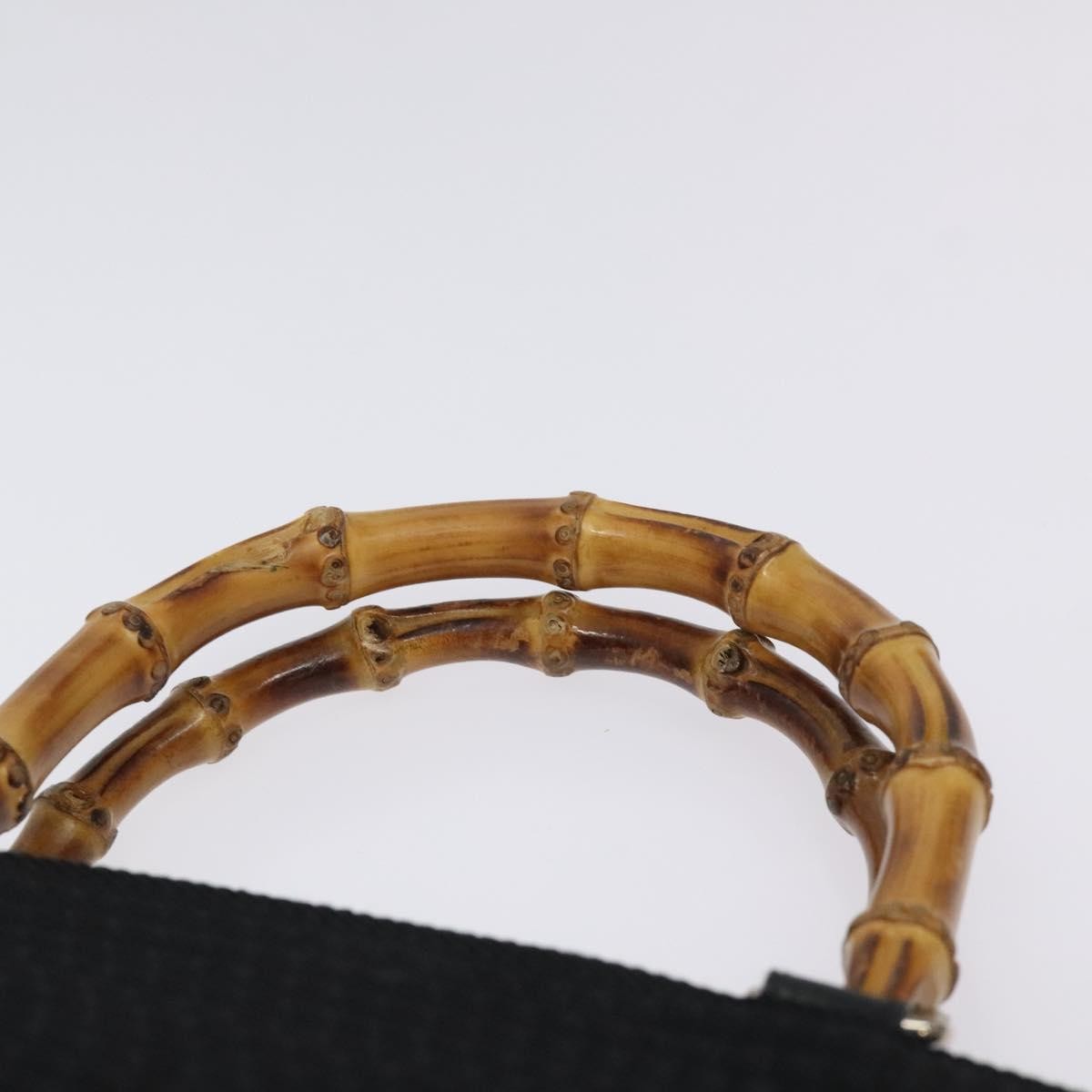 Gucci Vintage Bamboo Handle Tote Nylon, BLACK, NYLON, Tote bag