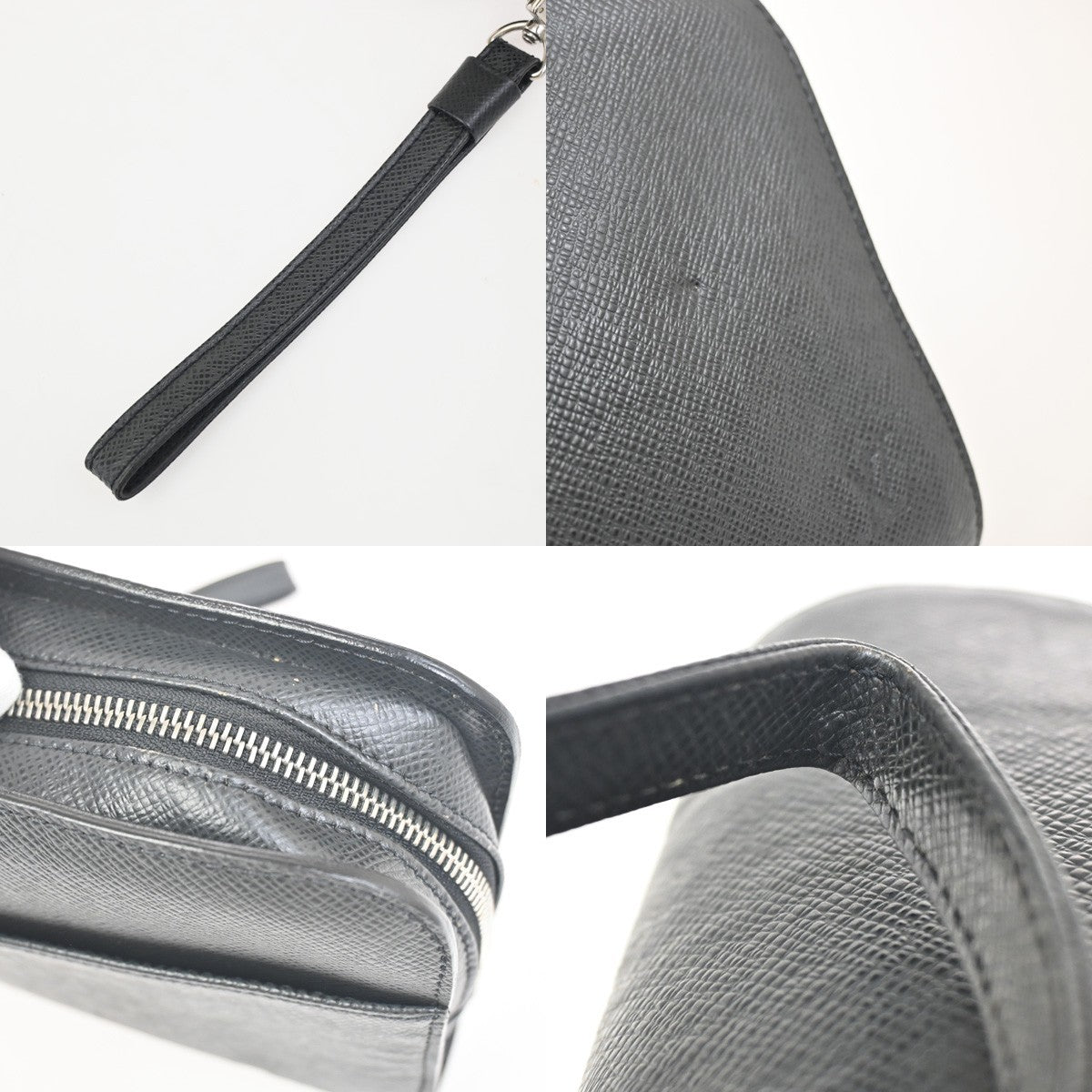Louis Vuitton Baikal Handbag Taiga Leather, BLACK, LEATHER, Clutche & pouche