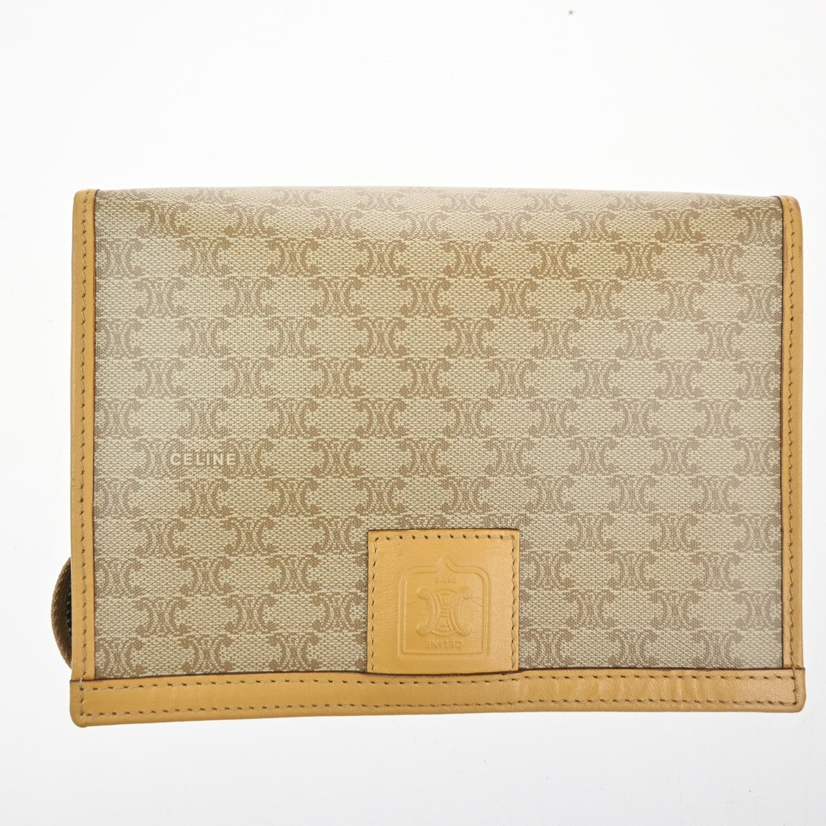 Celine C Macadam Pouch Canvas, BEIGE, PVC, Clutche & pouche