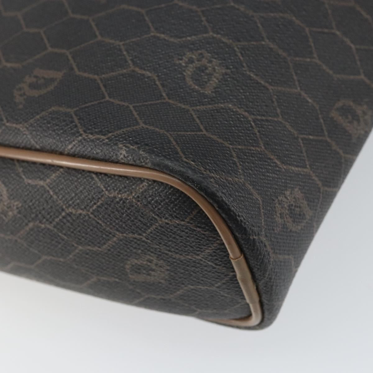 Christian Dior Vintage Honeycomb Zip Pouch Canvas and Leather, BLACK, CANVAS, Clutche & pouche