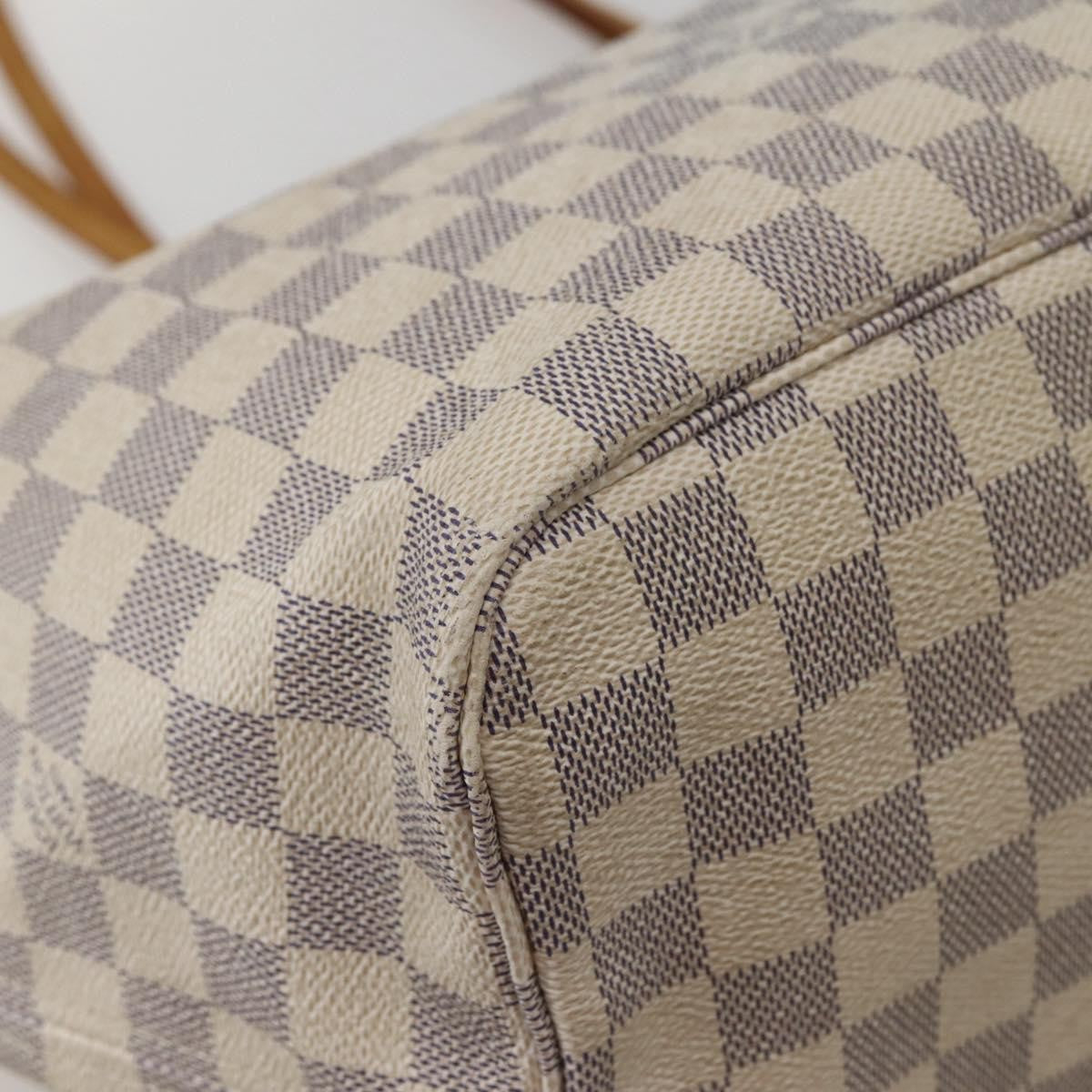 Louis Vuitton Neverfull Tote Damier azur, WHITE, CANVAS, Tote bag