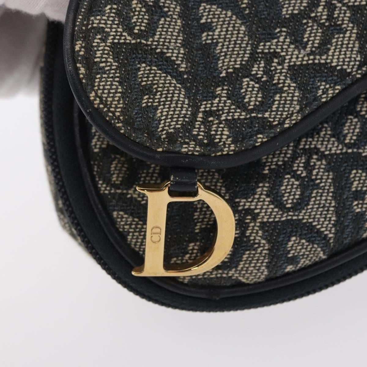 Christian Dior Saddle Zip Pouch Diorissimo Canvas, NAVY, CANVAS, Clutche & pouche