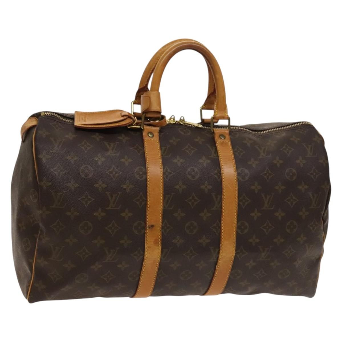 Louis Vuitton Keepall Bag Monogram Canvas, BROWN, CANVAS, Travel bag