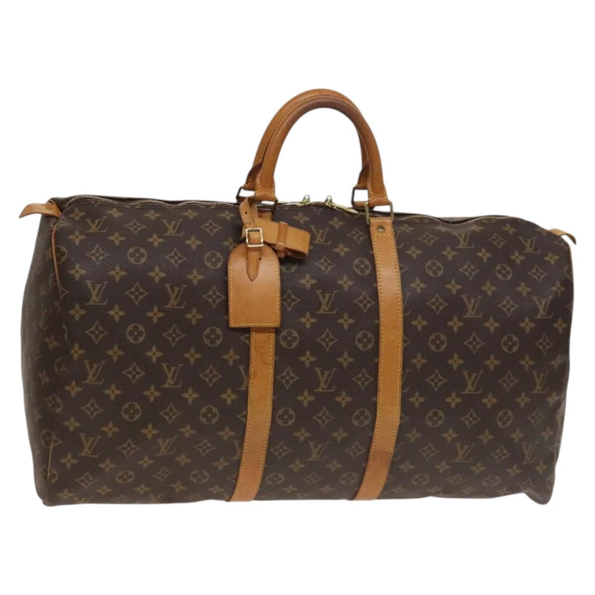 Louis Vuitton Keepall Bag Monogram Canvas, BROWN, CANVAS, Travel bag