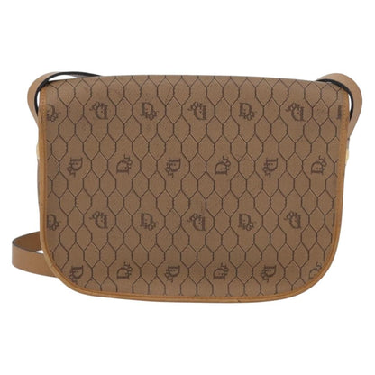 Christian Dior Vintage Honeycomb Shoulder Bag Canvas and Leather, BEIGE, CANVAS, Shoulder bag