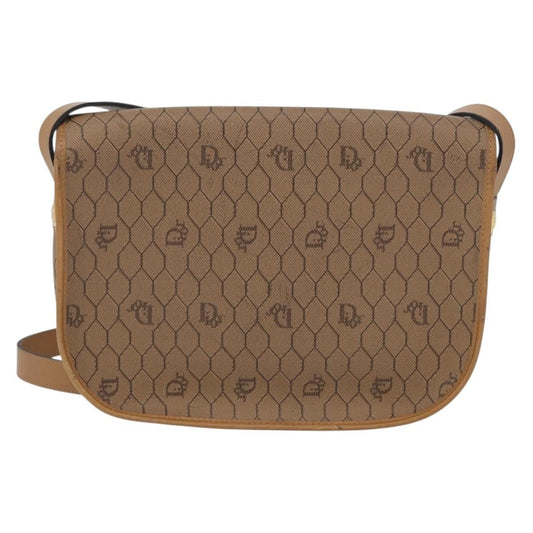 Christian Dior Vintage Honeycomb Shoulder Bag Canvas and Leather, BEIGE, CANVAS, Shoulder bag