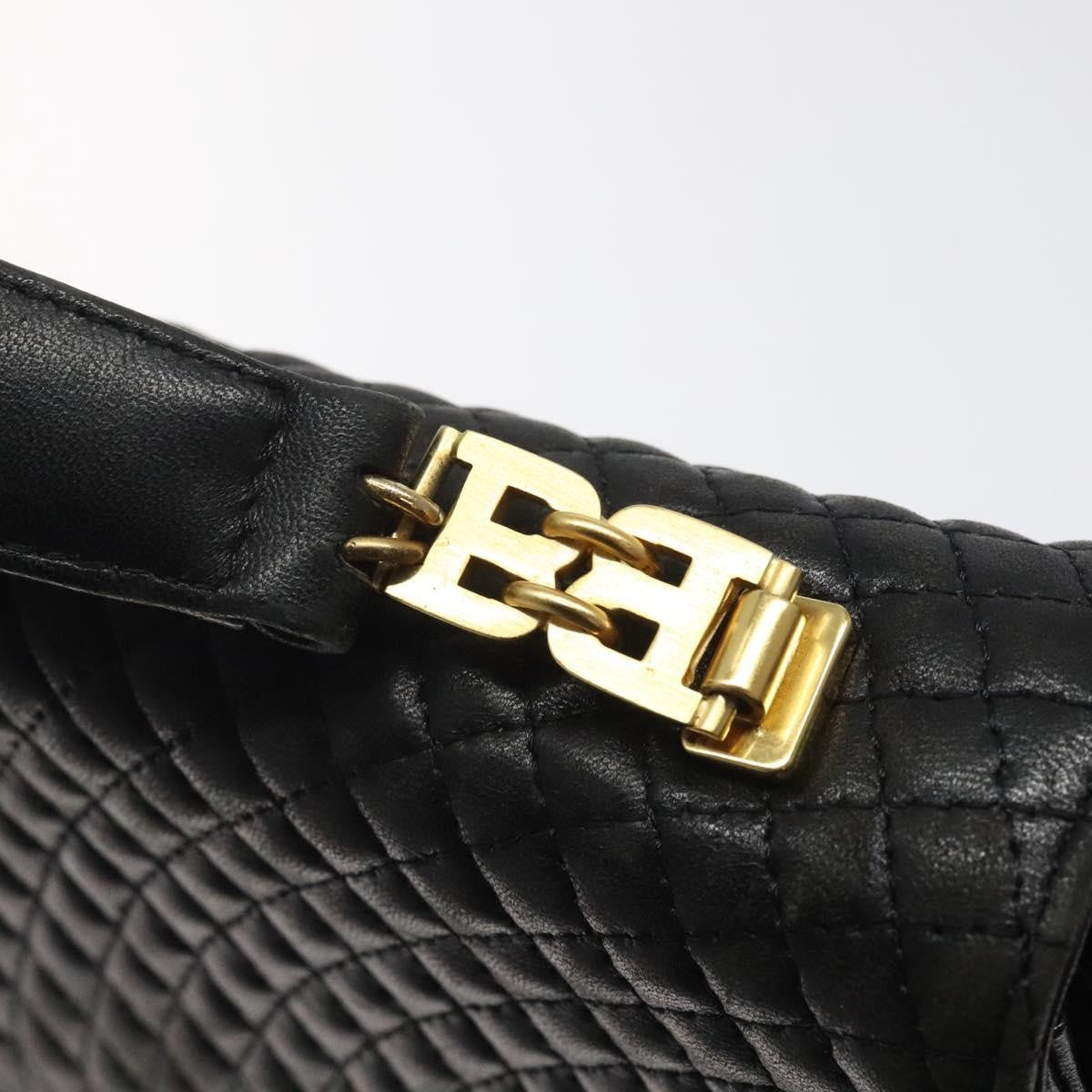 Bally Vintage Flap Handbag Quilted Leather, BLACK, LEATHER, Handbag