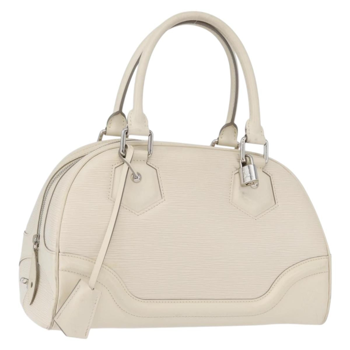 Louis Vuitton Montaigne Bowling Bag Epi Leather, WHITE, LEATHER, Handbag