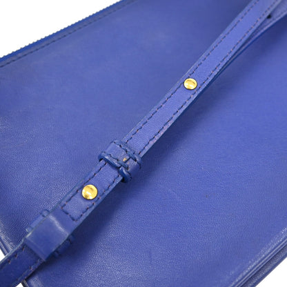 Celine Trio Crossbody Bag Leather, BLUE, LEATHER, Shoulder bag