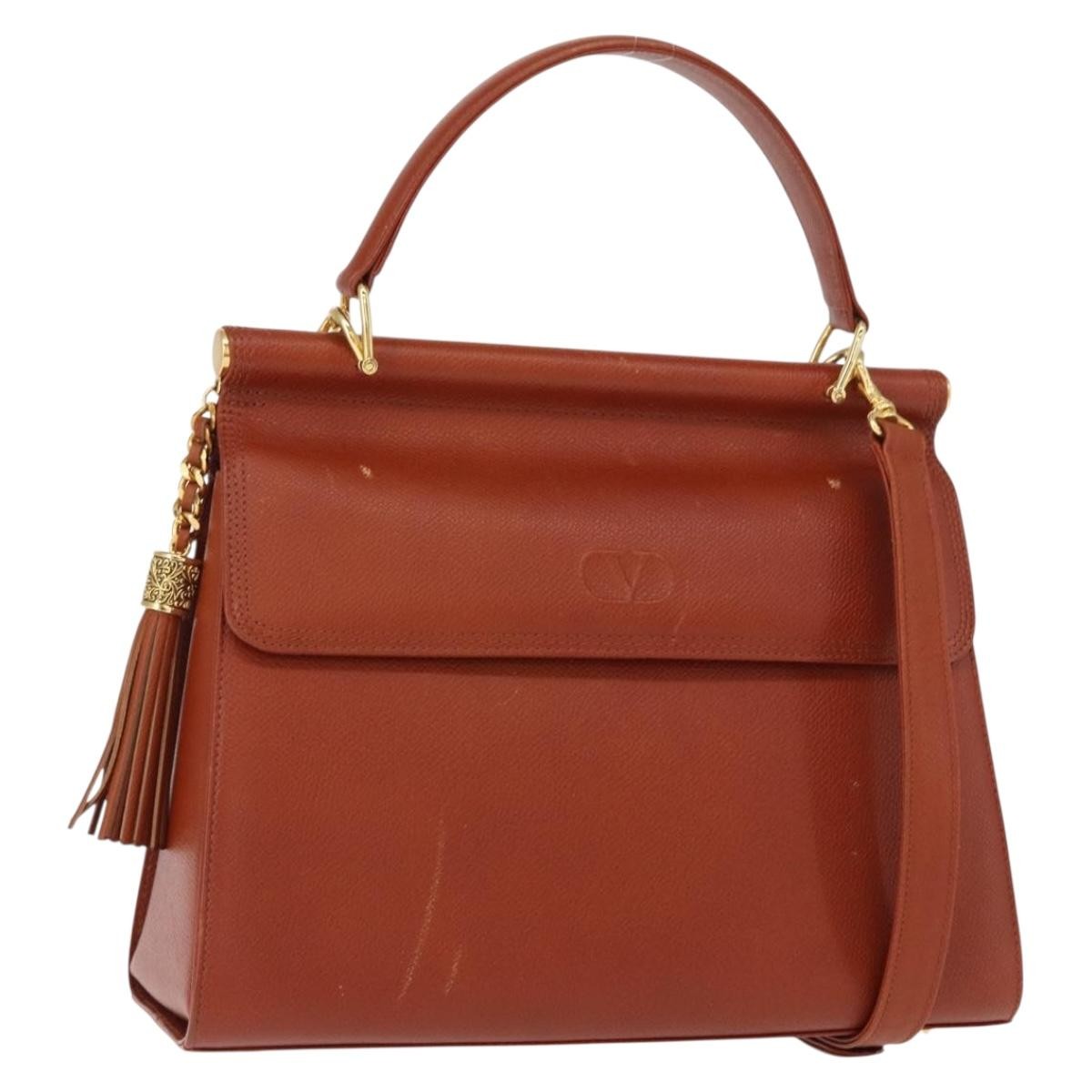 Valentino Garavani Vintage Handbag Leather, BROWN, LEATHER, Handbag
