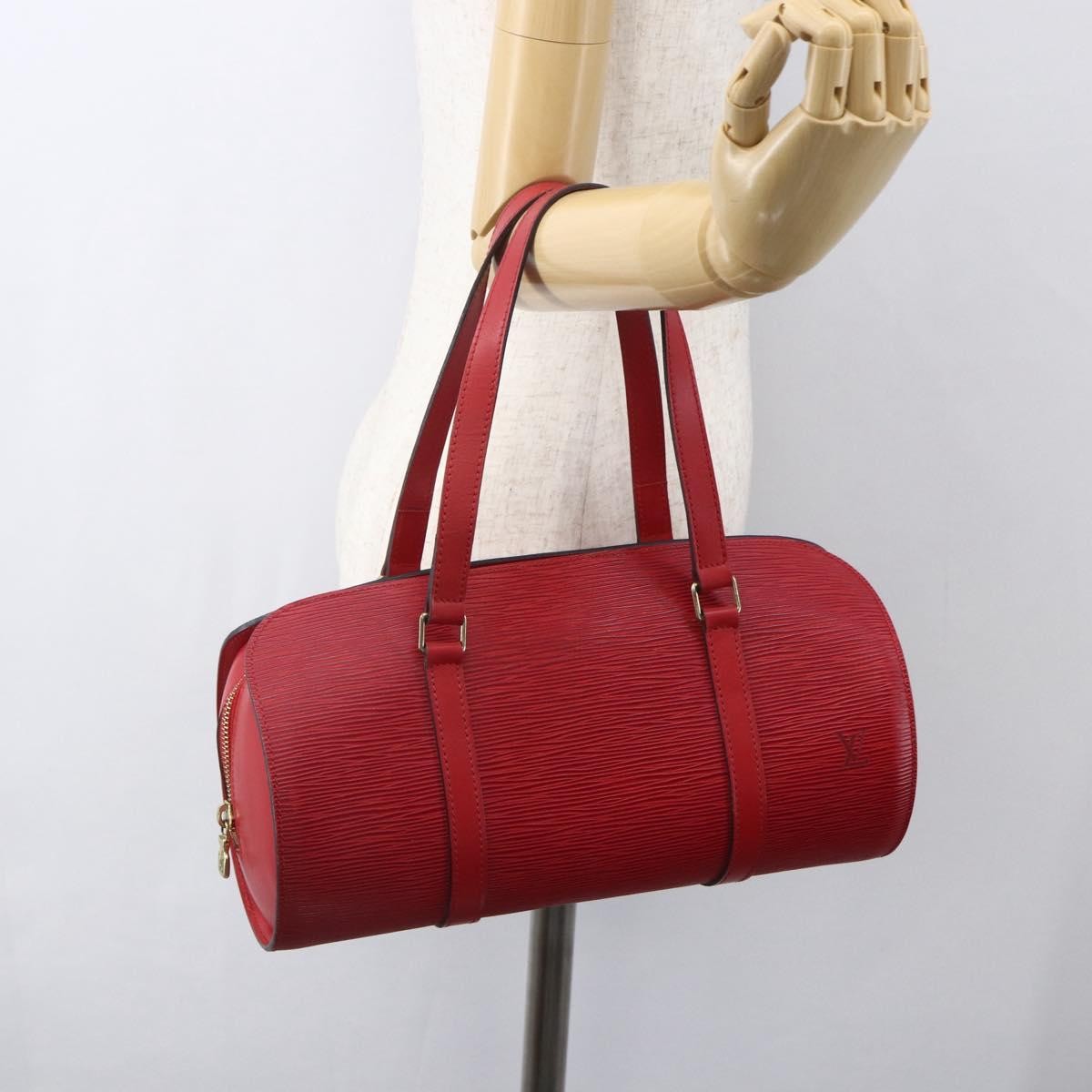 Louis Vuitton Soufflot Handbag Epi Leather, RED, LEATHER, Shoulder bag