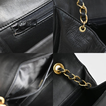 Chanel Vintage CC Full Flap Bag Quilted Lambskin, BLACK, LEATHER, Shoulder bag