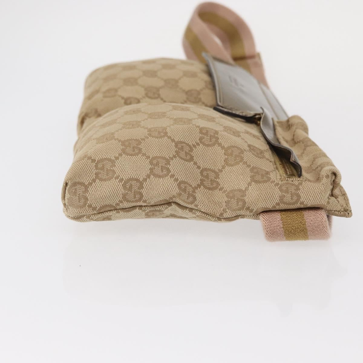 Gucci Vintage Double Belt Bag GG Canvas with Leather, BEIGE, CANVAS, Shoulder bag