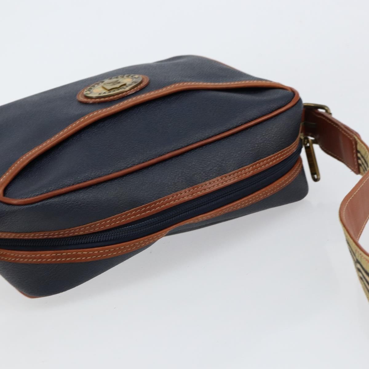 Burberry Vintage Shoulder Bag Leather, NAVY, LEATHER, Shoulder bag