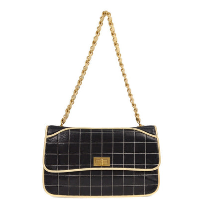 Chanel Chocolate Bar Mademoiselle Flap Bag Quilted Leather, BLACK, LEATHER, Shoulder bag