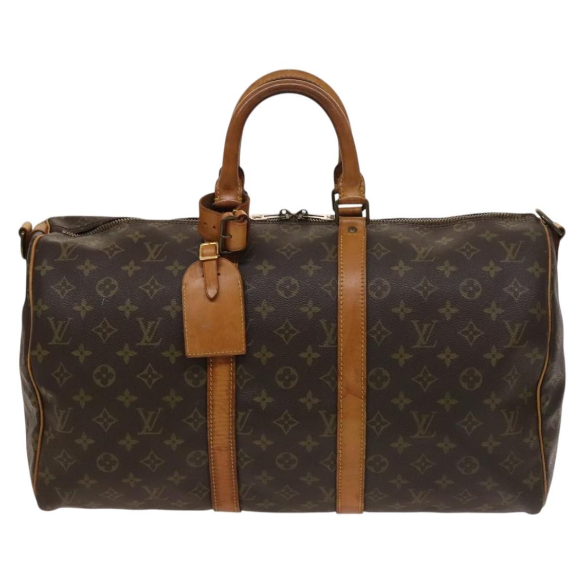 Louis Vuitton Keepall Bandouliere Bag Monogram Canvas, BROWN, CANVAS, Travel bag