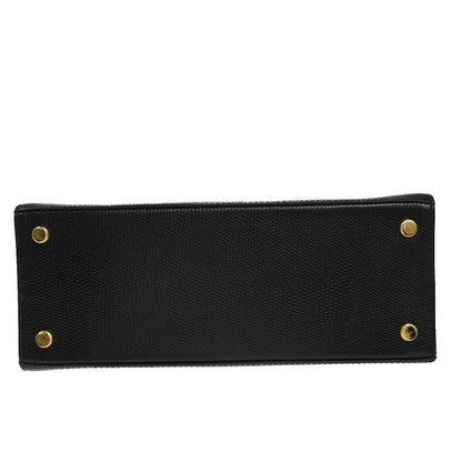 Salvatore Ferragamo Convertible Vara Bow Tote Lizard Embossed Leather, Black, Leather, Handbag